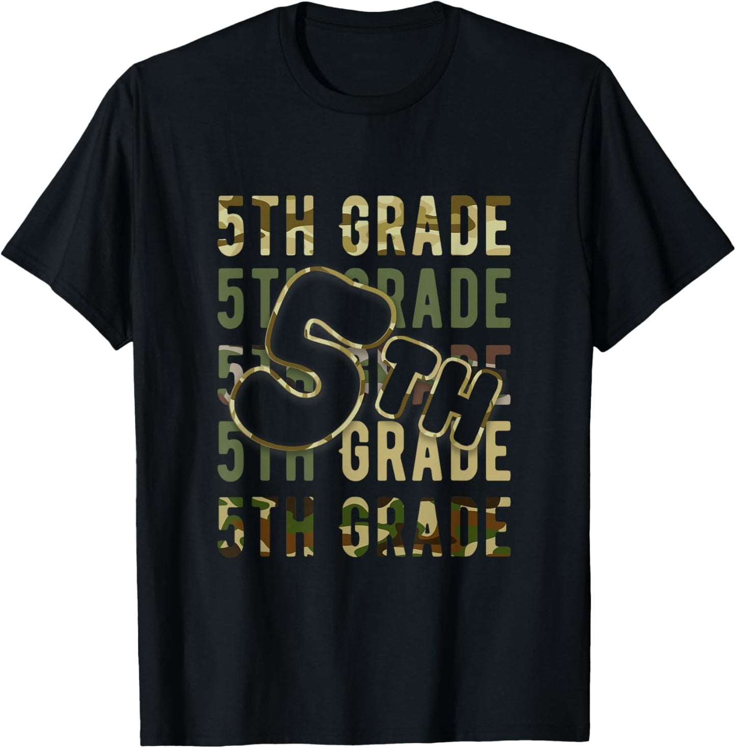 Camo Team 5th Grade Squad Back To School Teacher Kids Boys T-Shirt - T-Shirt | Black