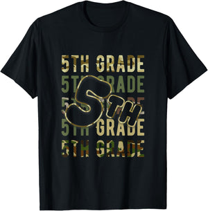 Camo Team 5th Grade Squad Back To School Teacher Kids Boys T-Shirt - T-Shirt | Black