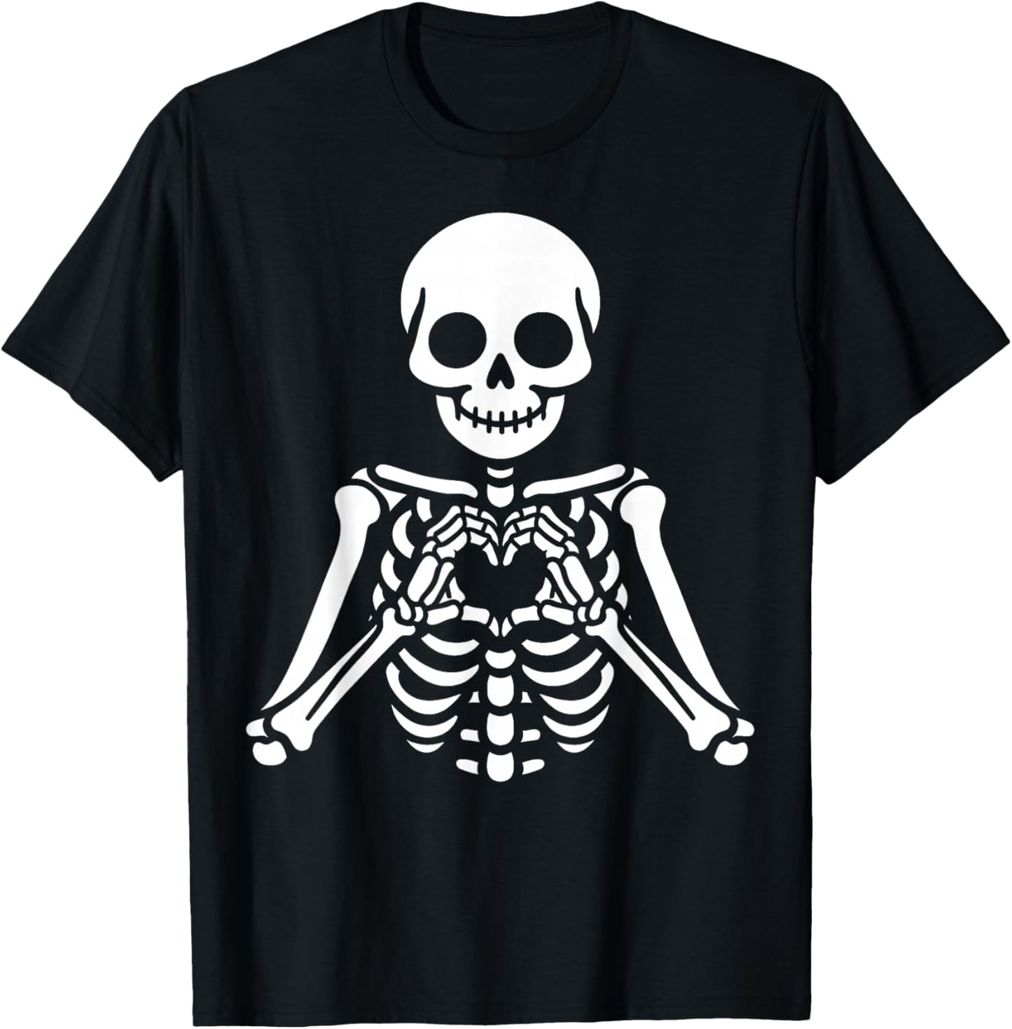 Skeleton Hands Heart Sign Retro Halloween Skeleton Hand Sign T-Shirt - T-Shirt | Black
