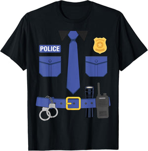 Police Officer Uniform Costume Halloween T-Shirt - T-Shirt | Black