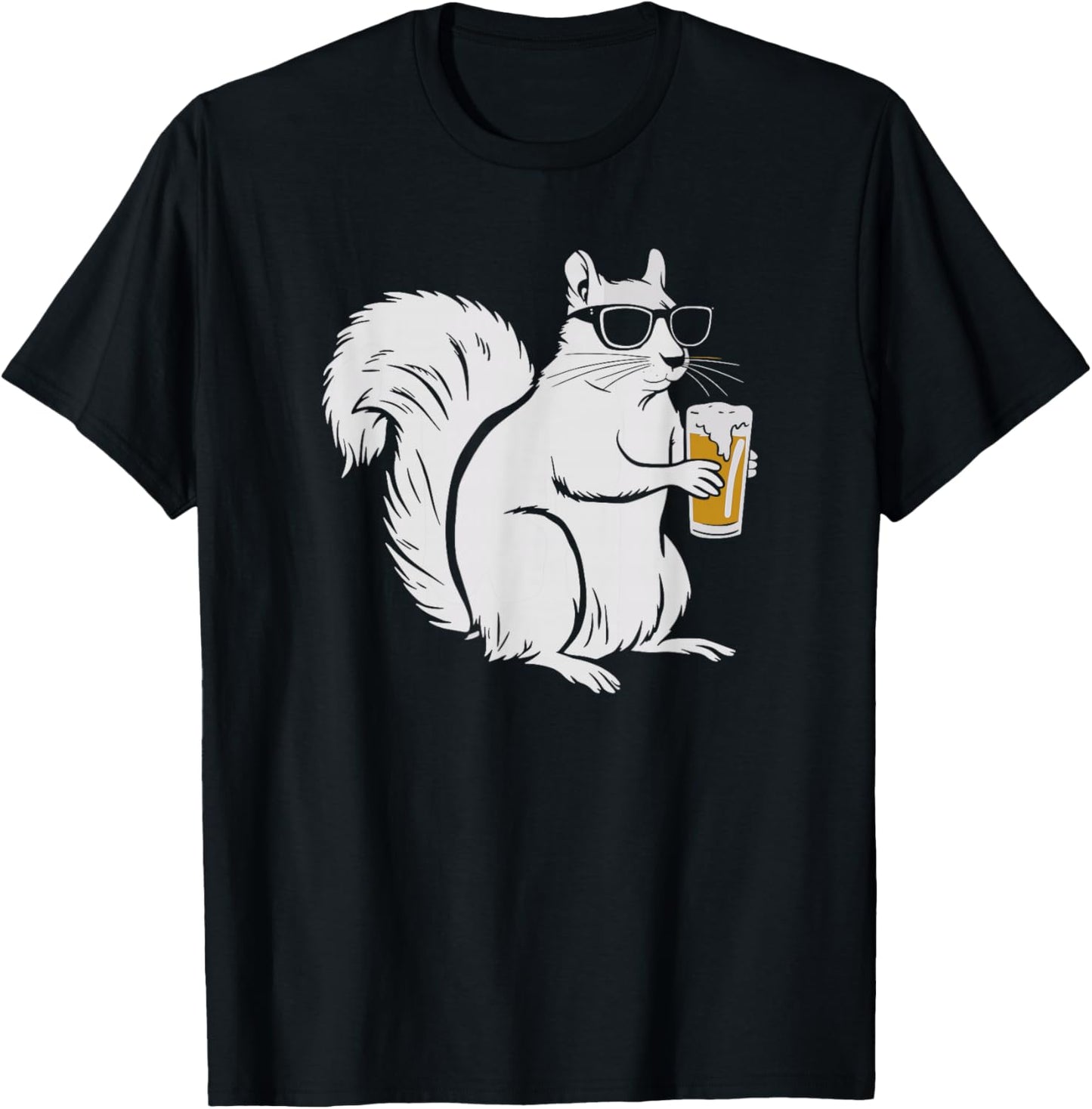 Cool Sunglasses Squirrel Beer Drinking Squirrel T-Shirt - T-Shirt | Black