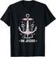Anchored in Jesus Anchor Nautical Anchor Flower T-Shirt - T-Shirt | Black