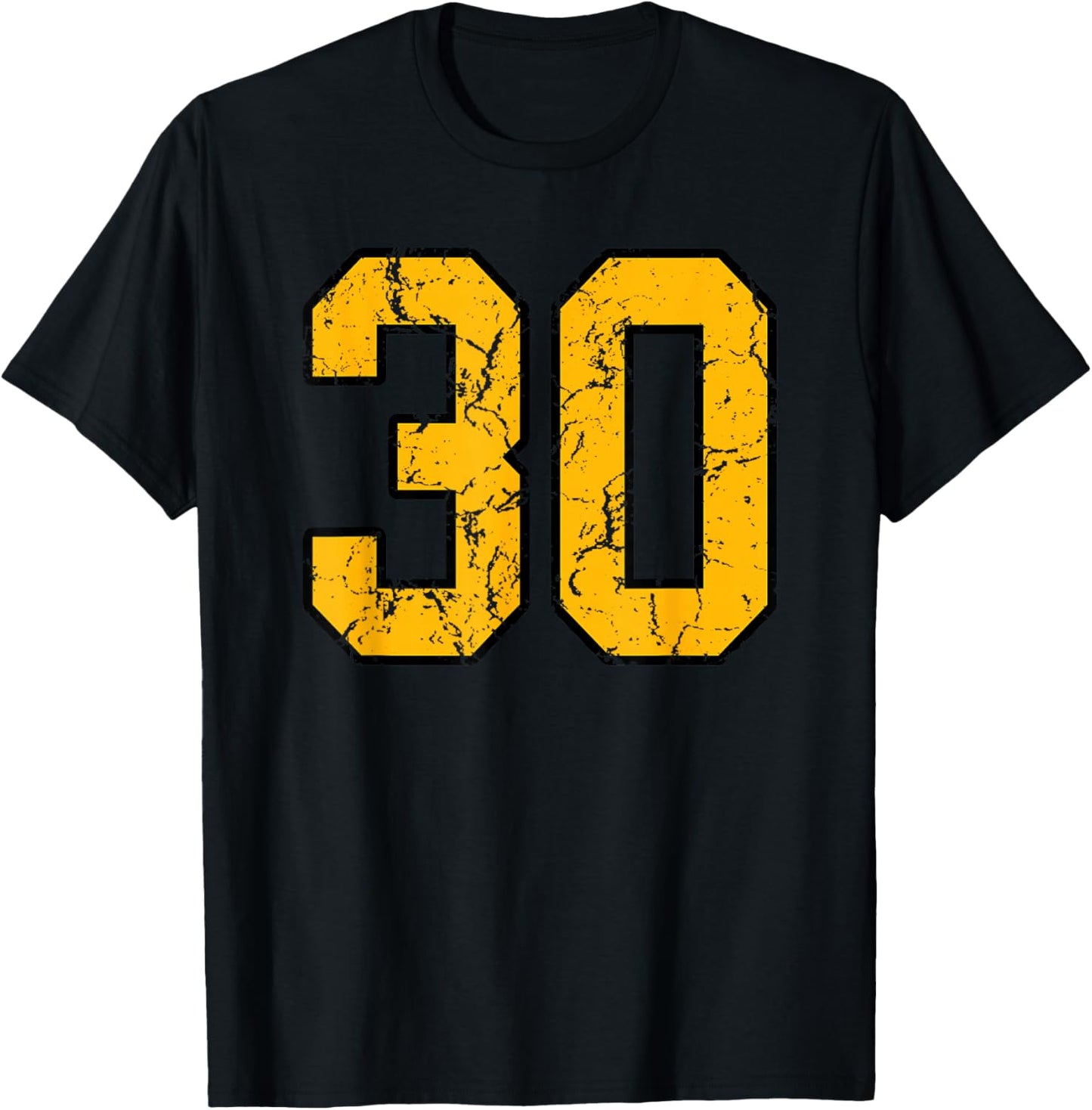 Gold and Black Sports Number 30 Jersey Uniform Player T-Shirt - T-Shirt | Black