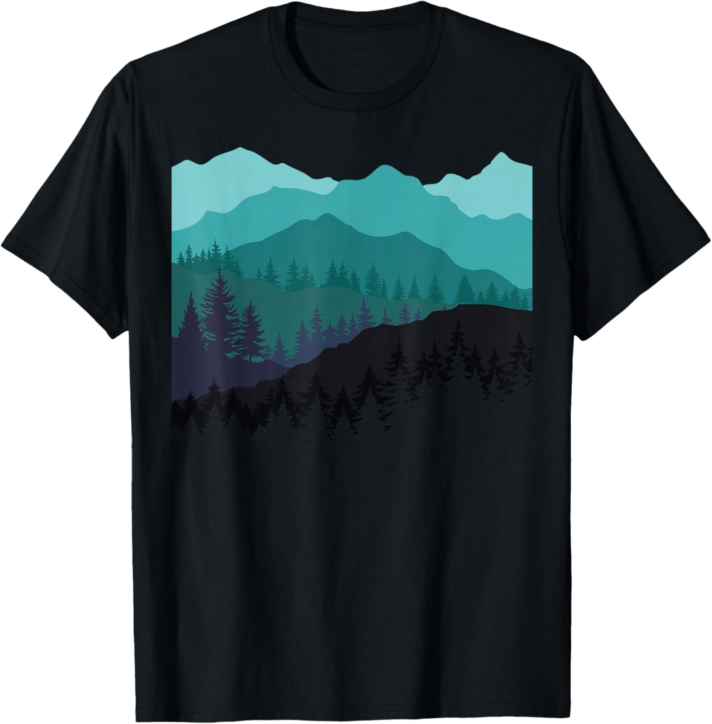 Timeless Mountain, Nature Trees and Forest T-Shirt - T-Shirt | Black