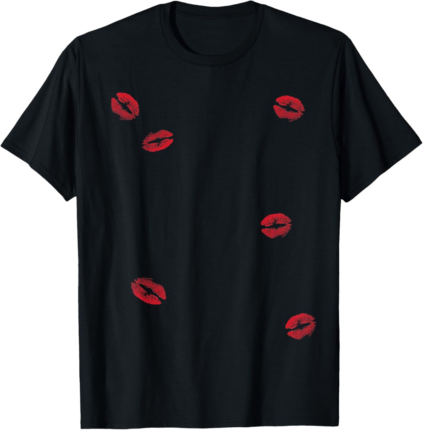 Kissed with Love: Playful and Flirty Lipstick Kisses T-Shirt - T-Shirt | Black