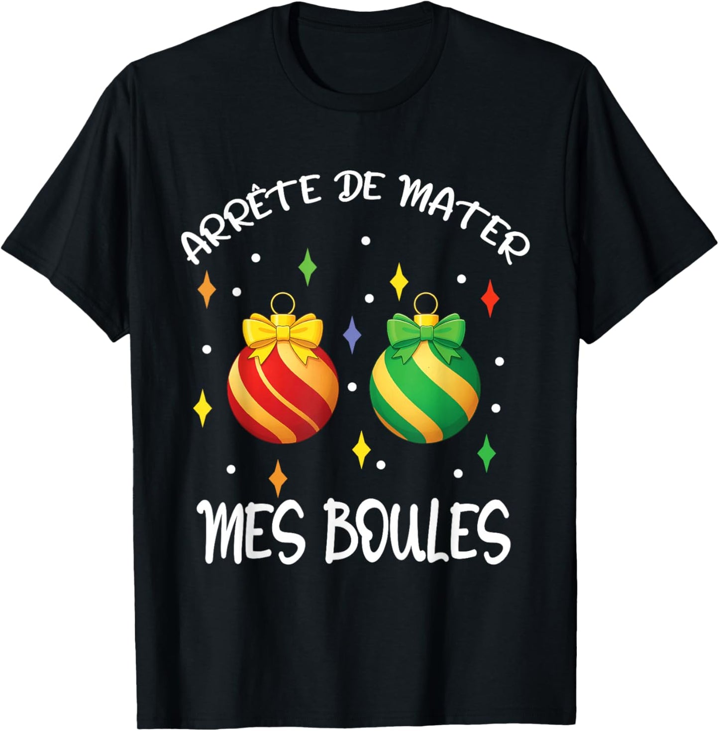 Christmas Funny Stop Watching My Balls T-Shirt - T-Shirt | Black