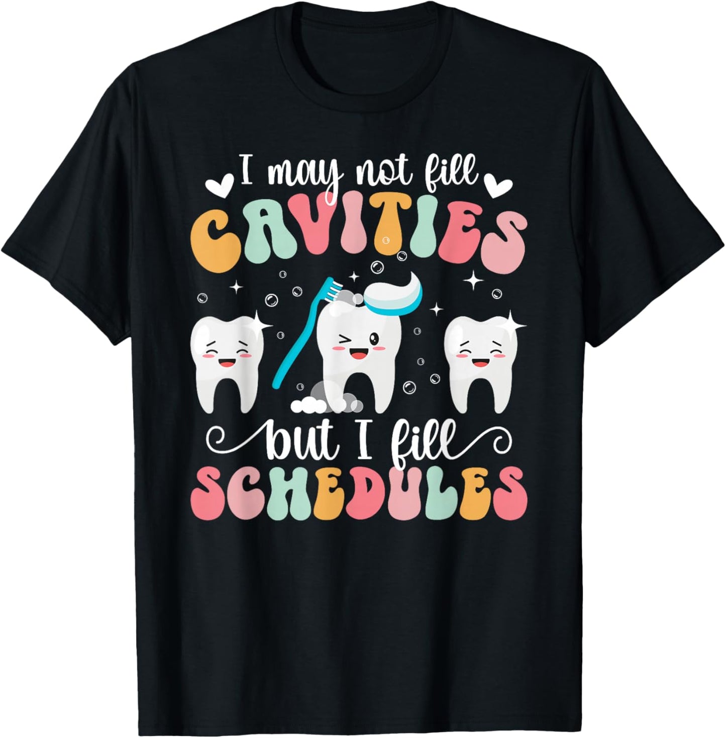 Groovy Dental Receptionist Appreciation Dentist Receptionist T-Shirt - T-Shirt | Black