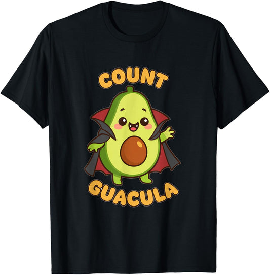 Count Guacula Kawaii Avocado Vampire Guacamole Halloween Pun T-Shirt - T-Shirt | Black
