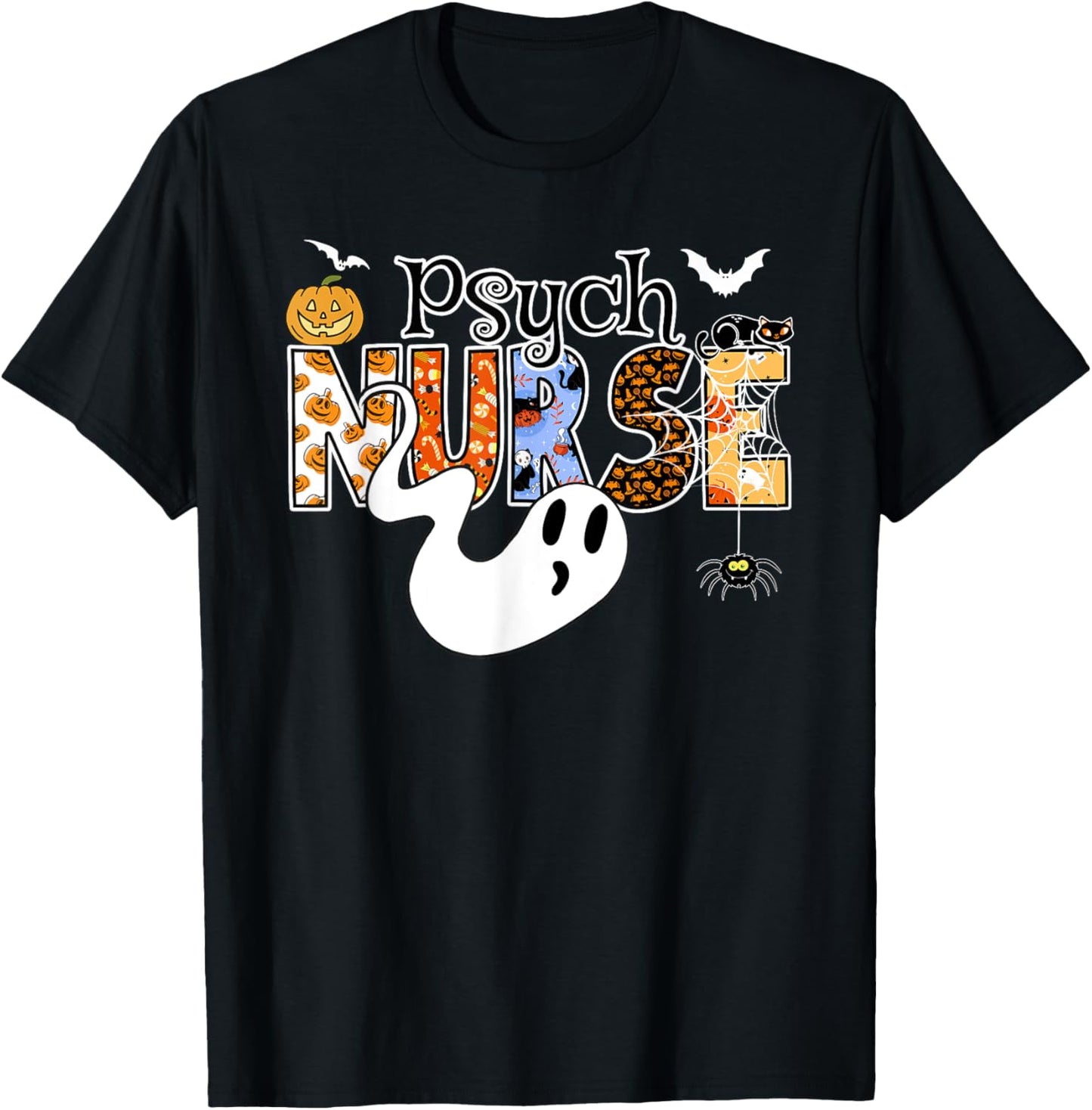 PSYCH NURSE Halloween Costume Psych Nurse Halloween T-Shirt - T-Shirt | Black