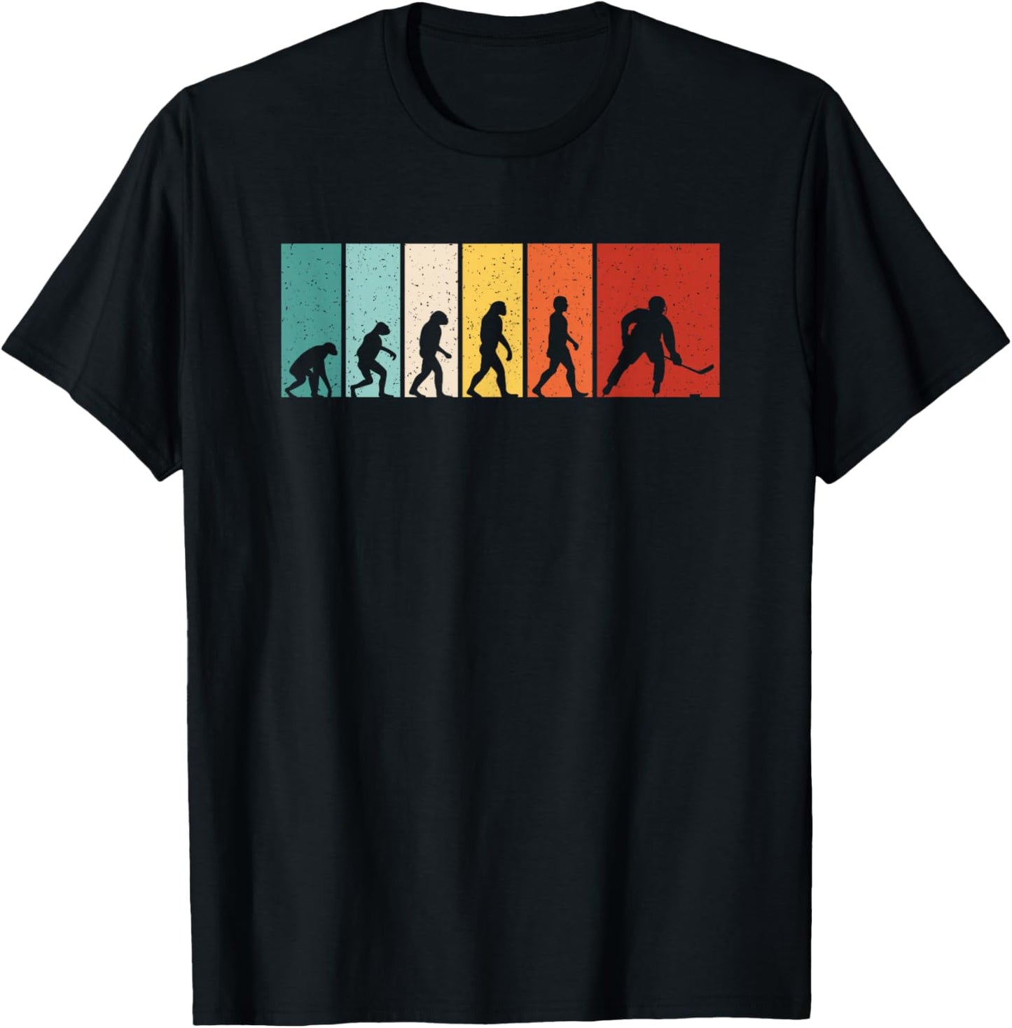 Hockey Evolution Retro Ice Hockey Player Men Boys T-Shirt - T-Shirt | Black