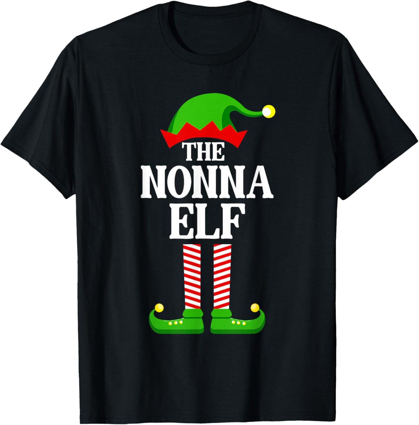 Nonna Elf Family Matching Group Funny Christmas T-Shirt - T-Shirt | Black