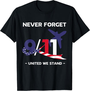 Never Forget September 11 2001 Memorial Day American Flag T-Shirt - T-Shirt | Black
