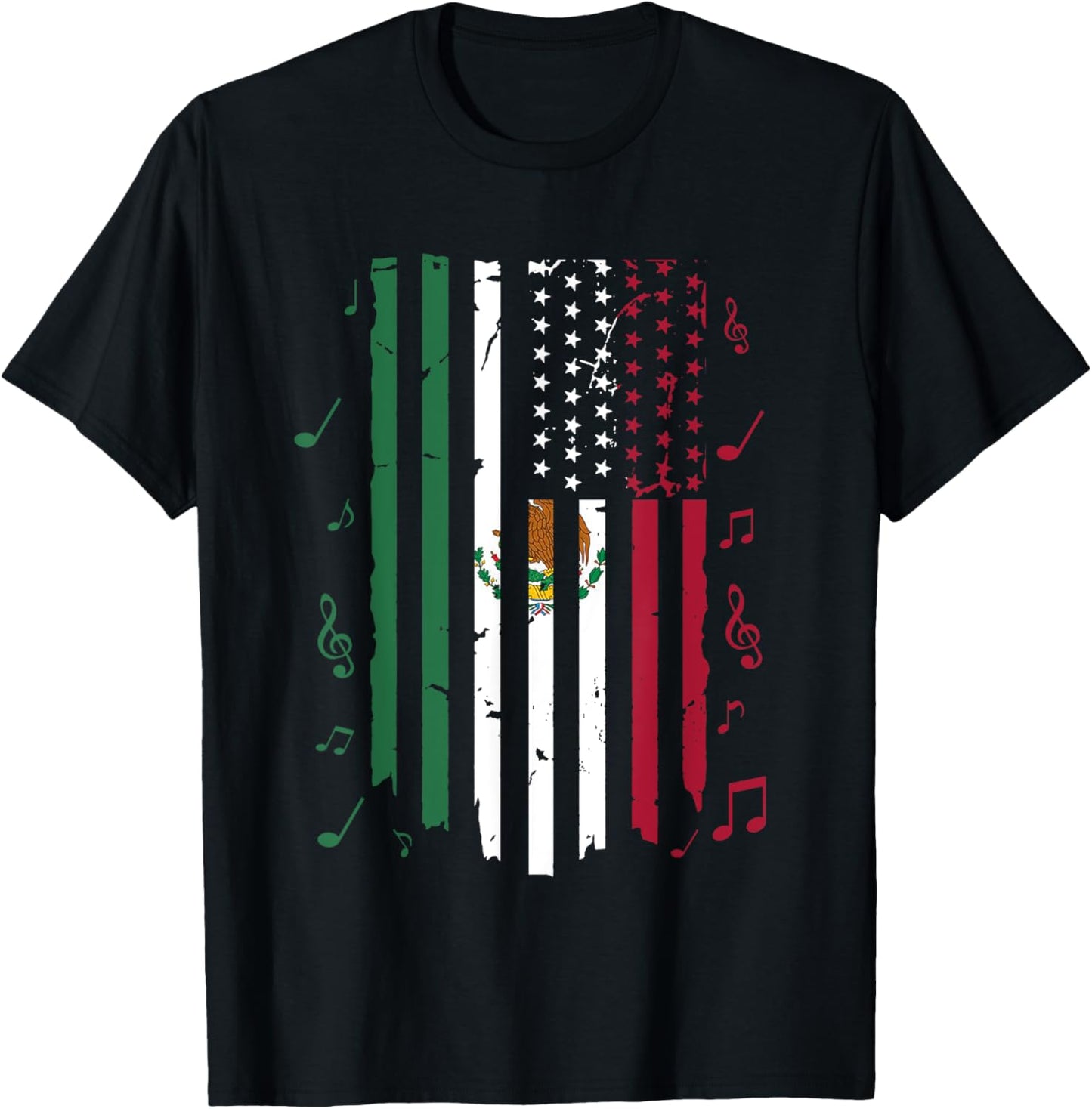 Mexico US Flag Patriot Mexican Flag American Flag T-Shirt - T-Shirt | Black