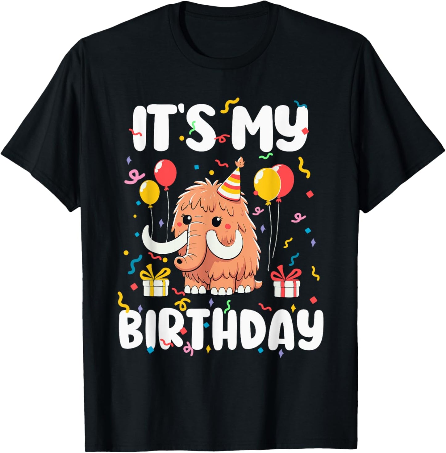 It's My Birthday Shirt Kids Boys Girls Woolly Mammoth T-Shirt - T-Shirt | Black