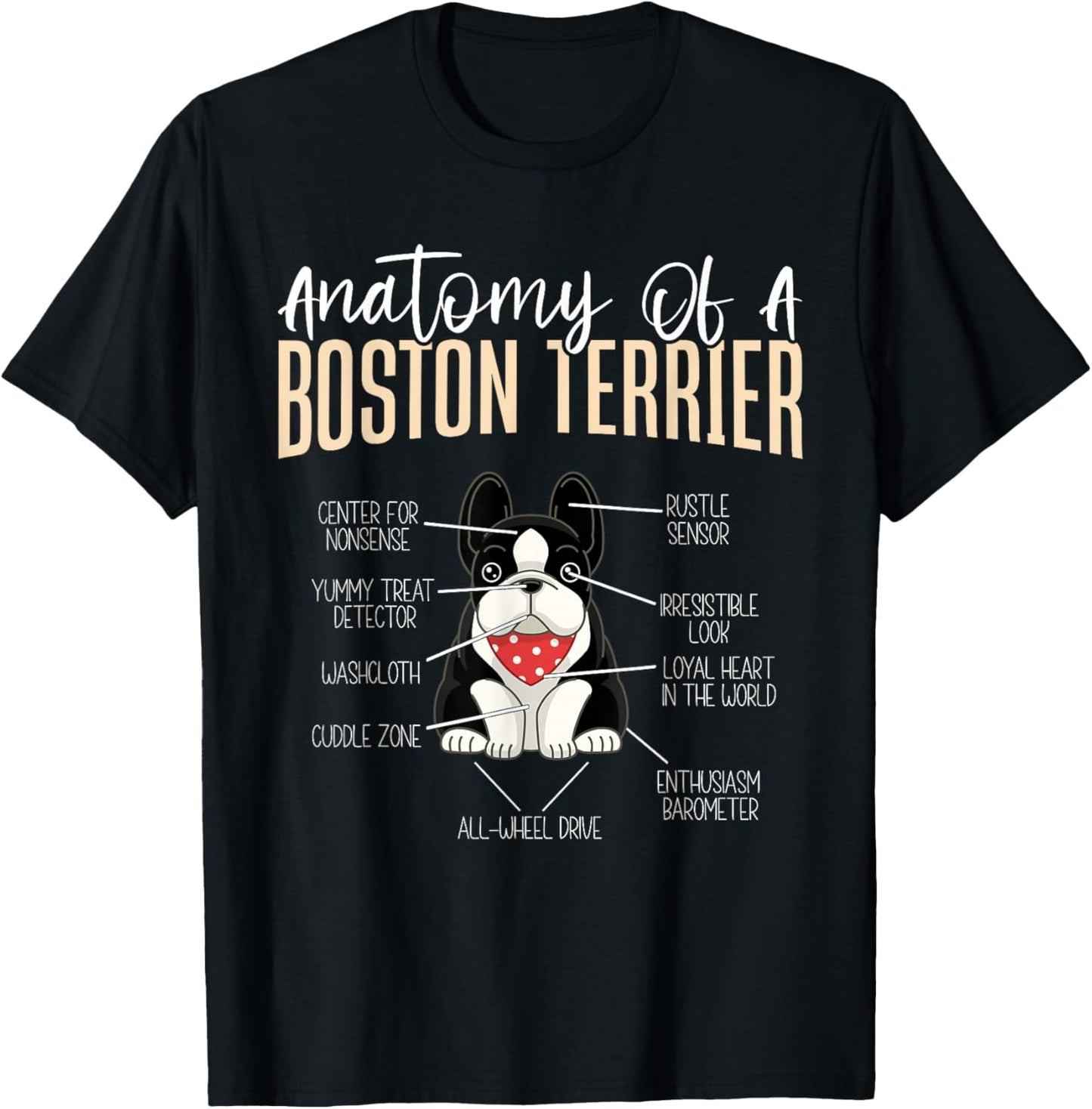 Anatomy Of A Boston Terrier T-Shirt - T-Shirt | Black