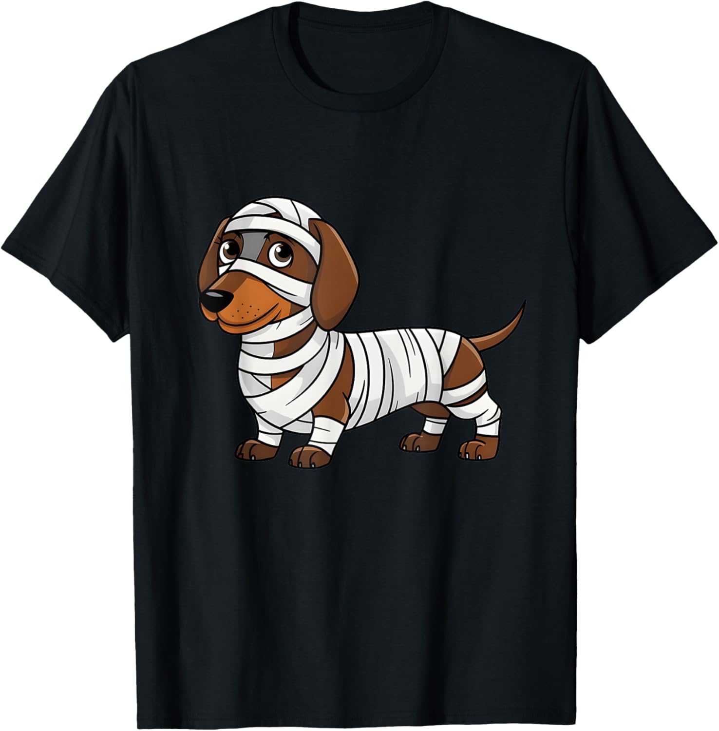 Cute Halloween Costume Dachshund Mummy Dog Lover T-Shirt - T-Shirt | Black