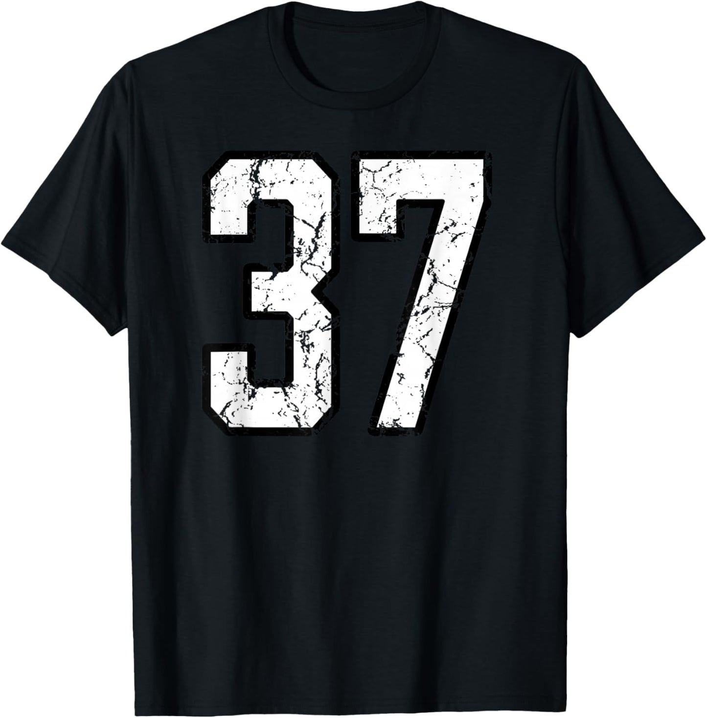 White and Black Sports Number 37 Jersey Uniform Player T-Shirt - T-Shirt | Black