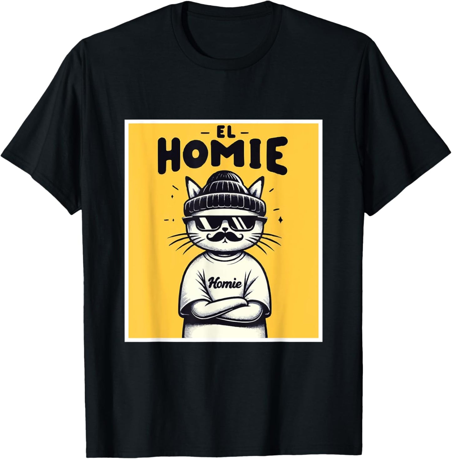 LIL HOMIE Cute Cholo Cat Chicano Art West Coast Hip Hop Prem T-Shirt - T-Shirt | Black