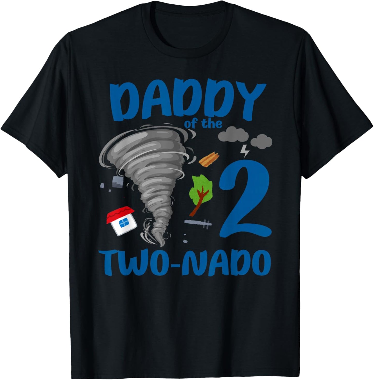 Daddy of the Two-nado Tornado Themed 2nd Birthday Boy Party T-Shirt - T-Shirt | Black