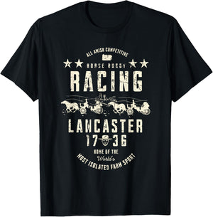 All Amish Competitive Horse Buggy Racing Lancaster 1736 T-Shirt - T-Shirt | Black