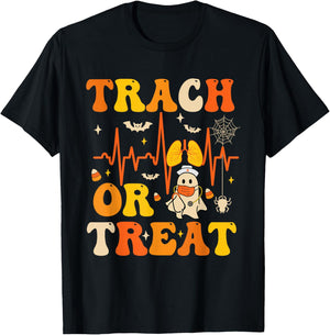 Lung Squad Trach Or Treat Respiratory Therapist Halloween T-Shirt - T-Shirt | Black