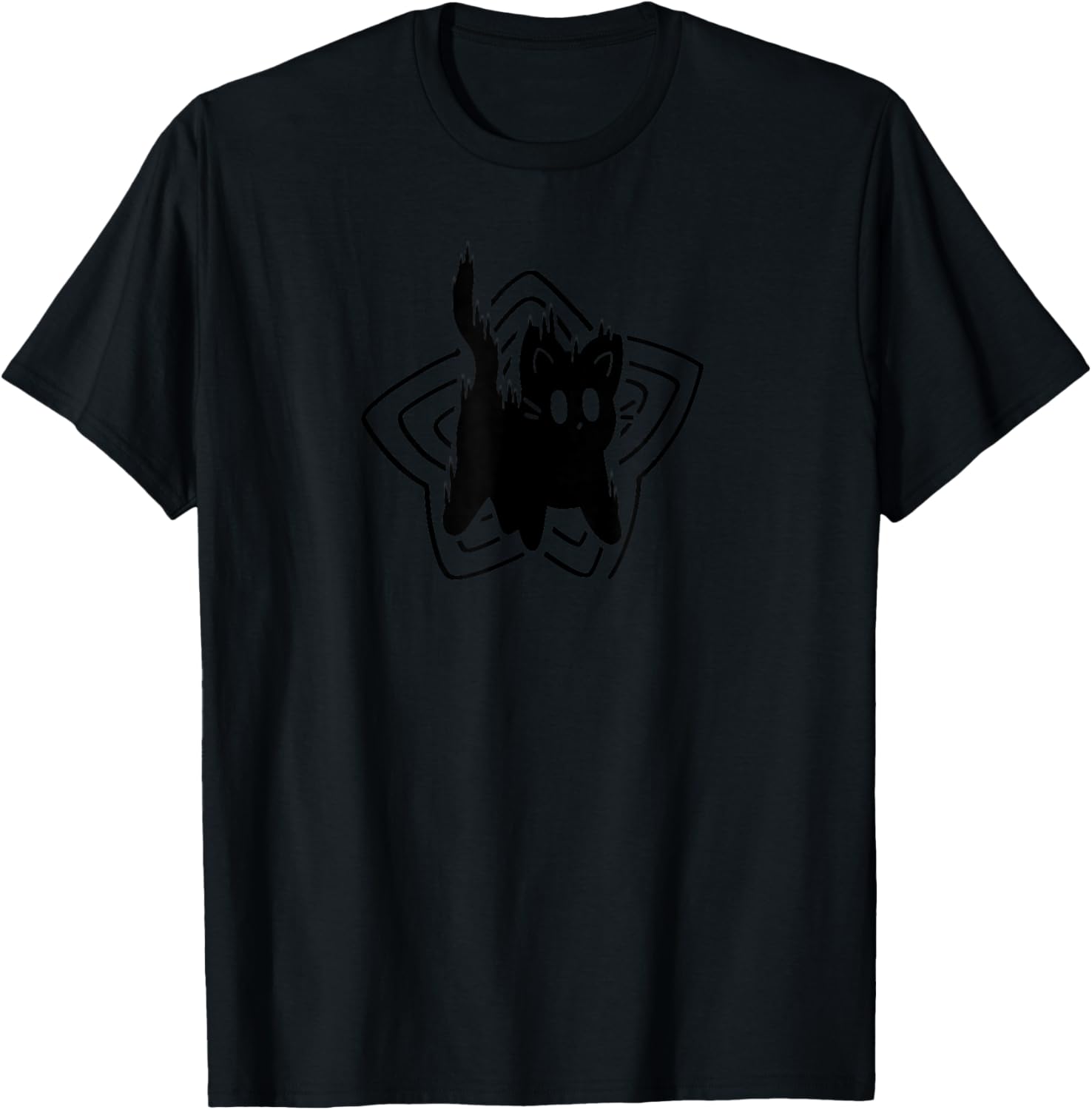 Y2K 90s Cute Scary Scared Cat Tomcat T-Shirt - T-Shirt | Black