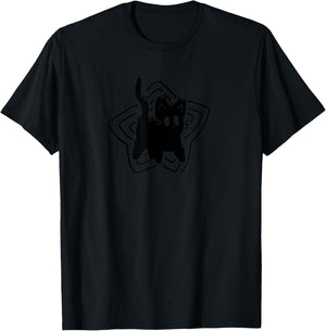 Y2K 90s Cute Scary Scared Cat Tomcat T-Shirt - T-Shirt | Black