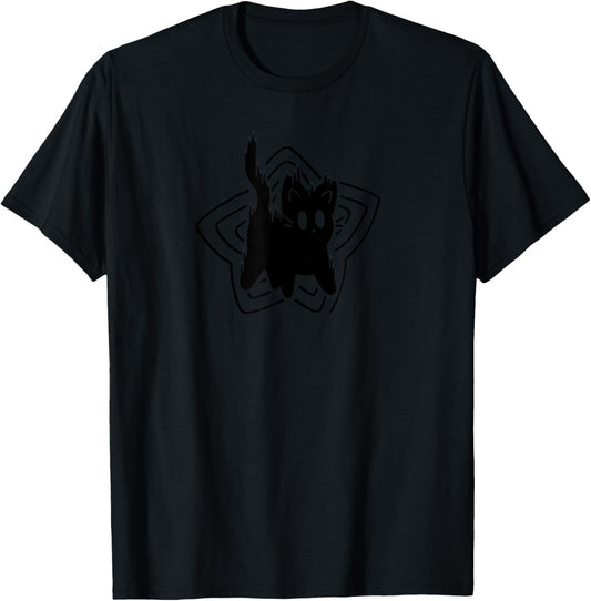 Y2K 90s Cute Scary Scared Cat Tomcat T-Shirt - T-Shirt | Black