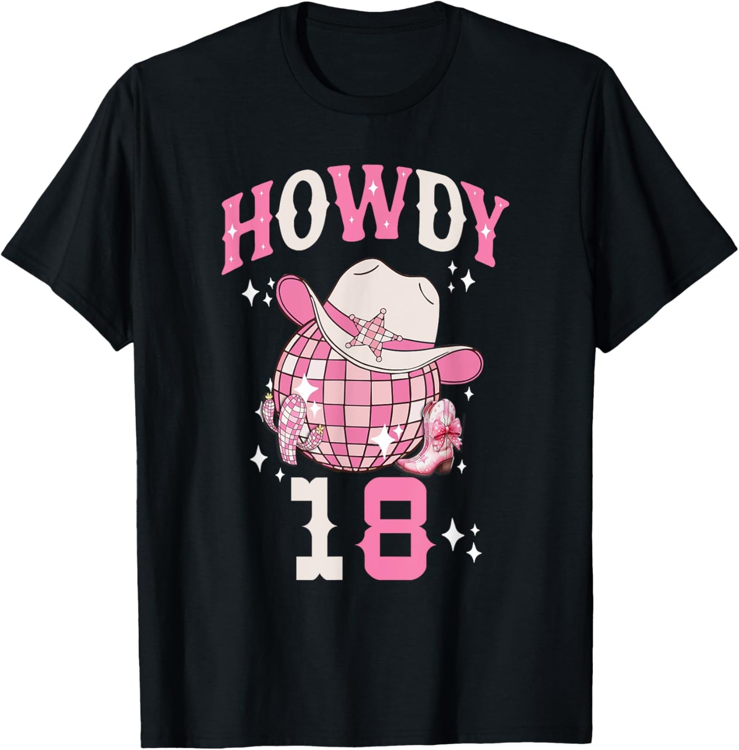 Howdy 18 Years Old Cowgirl 18th Birthday Western Girl T-Shirt - T-Shirt | Black