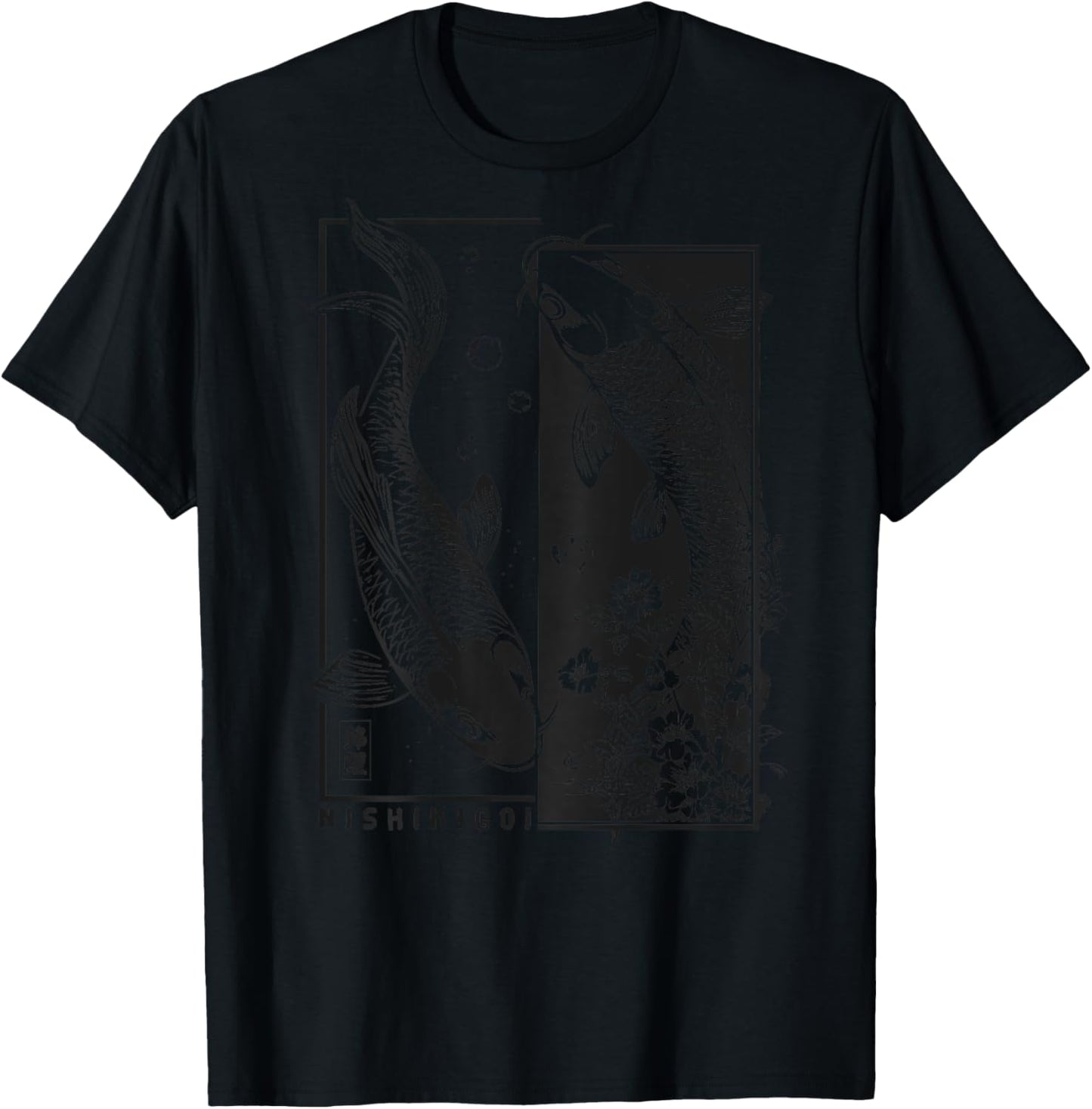 Vintage Japanese Yin And Yang Nishikigoi Carp Fish Koi T-Shirt - T-Shirt | Black