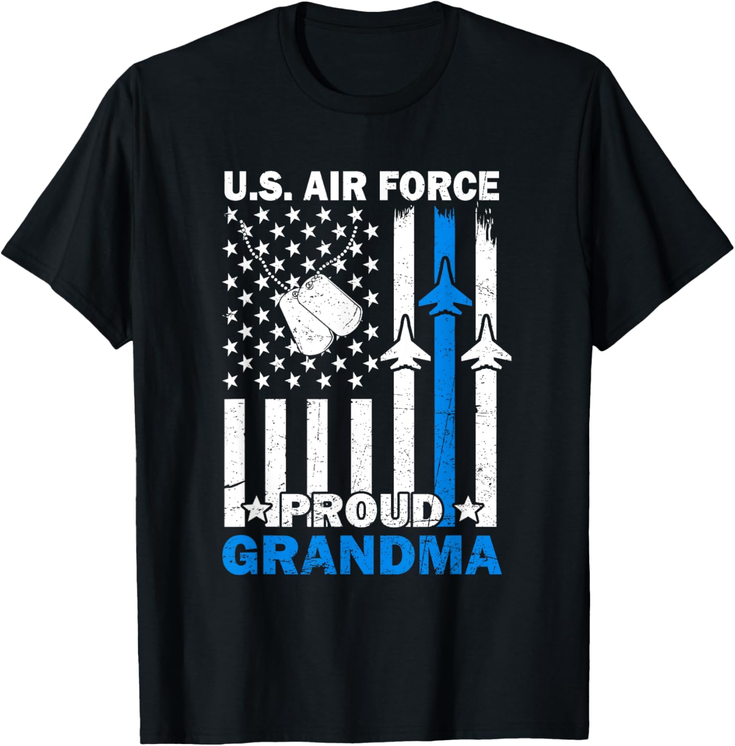 US Air Force USAF Veteran Proud Grandma Family Matching T-Shirt - T-Shirt | Black