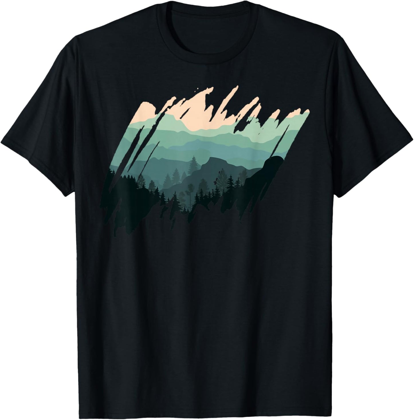 Timeless Mountain, Nature Trees and Forest T-Shirt - T-Shirt | Black
