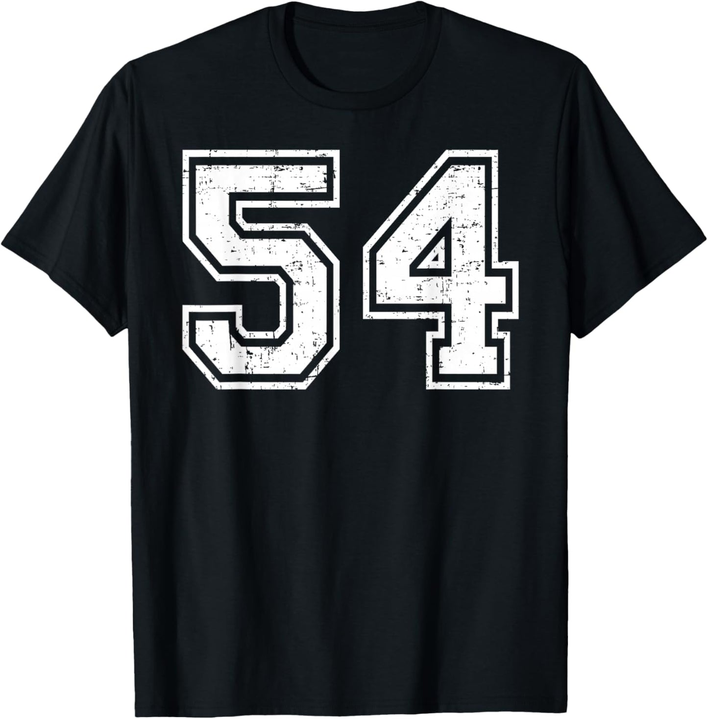 54 Number Fifty-Four Team Sports Grunge Varsity Matching T-Shirt - T-Shirt | Black