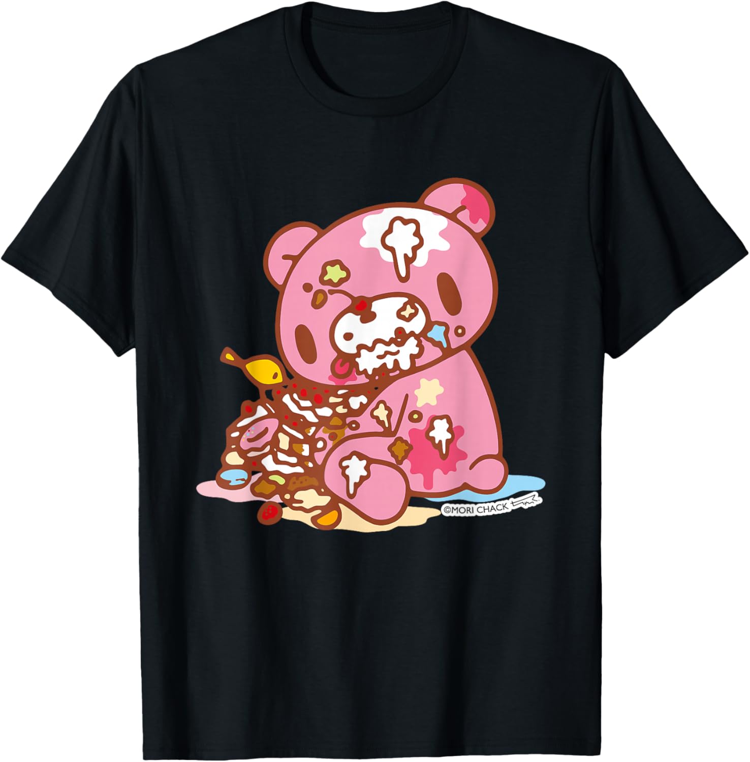 Gloomy Bear The Naughty Grizzly Junk Food Feast Anime T-Shirt - T-Shirt | Black