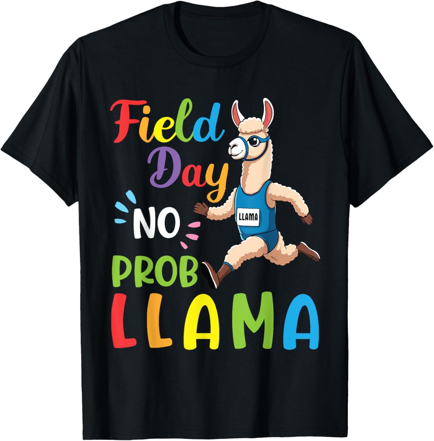 Field Day No Prob Llama Funny Running Llama Sports Problem T-Shirt - T-Shirt | Black