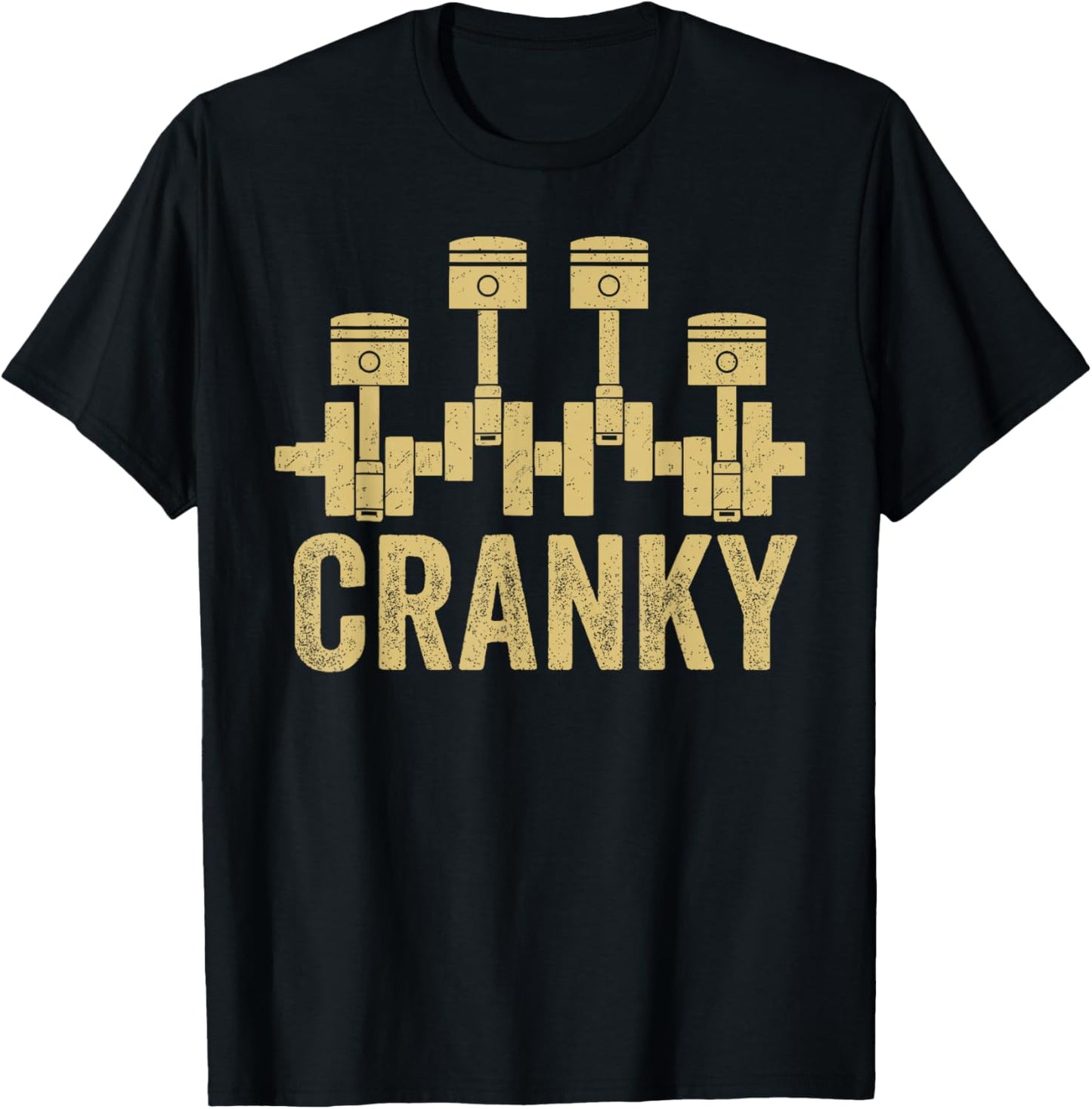 Cranky Car Engine Crankshaft Cars Lover Mechanics Father Day T-Shirt - T-Shirt | Black