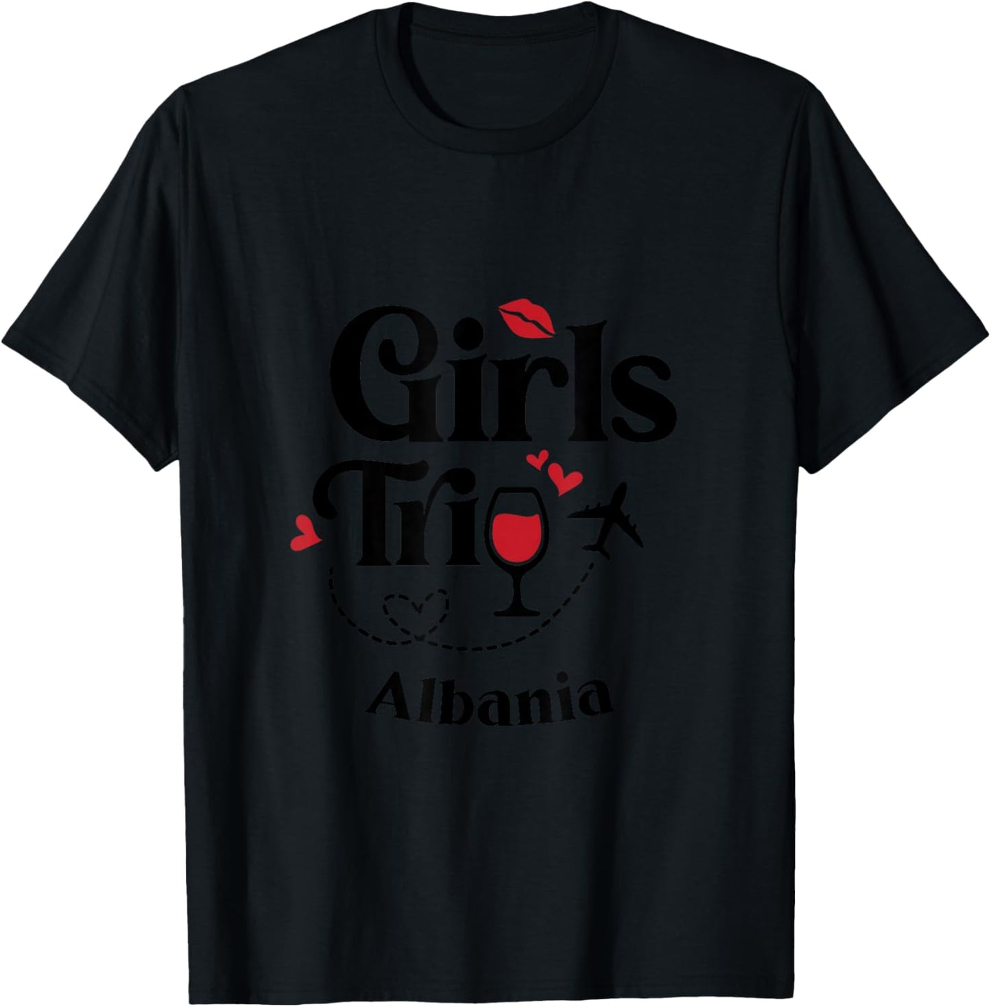 Cute Wine Girls Trip Albania Travel Holiday T-Shirt - T-Shirt | Black