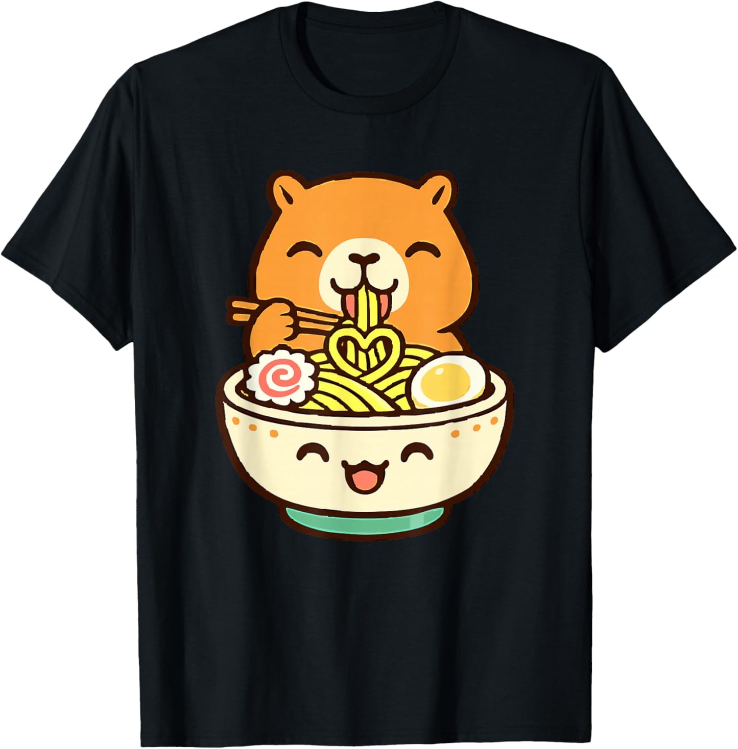 Capybara Ramen Kawaii Style Japanese Anime T-Shirt - T-Shirt | Black