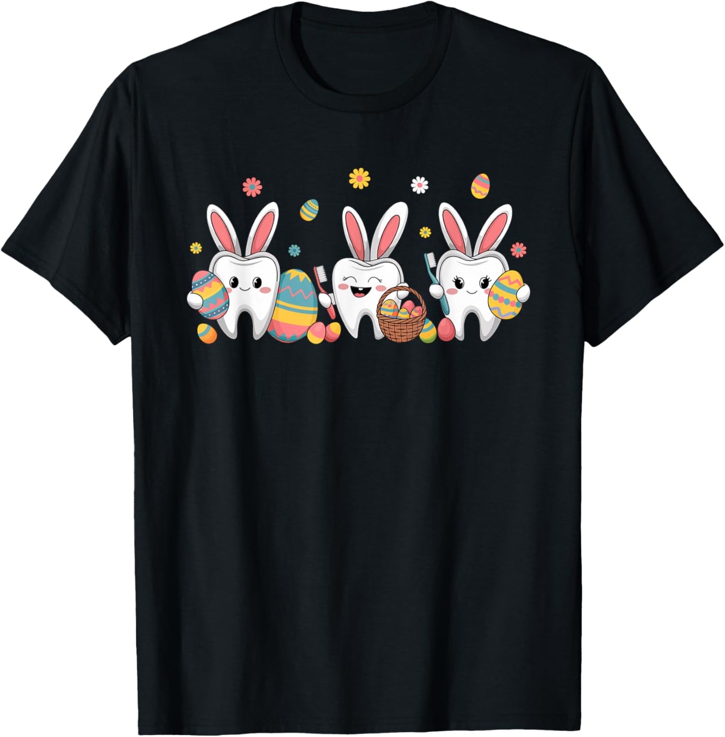 Dental Squad Easter Spring Bunny Tooth Dental Crew T-Shirt - T-Shirt | Black