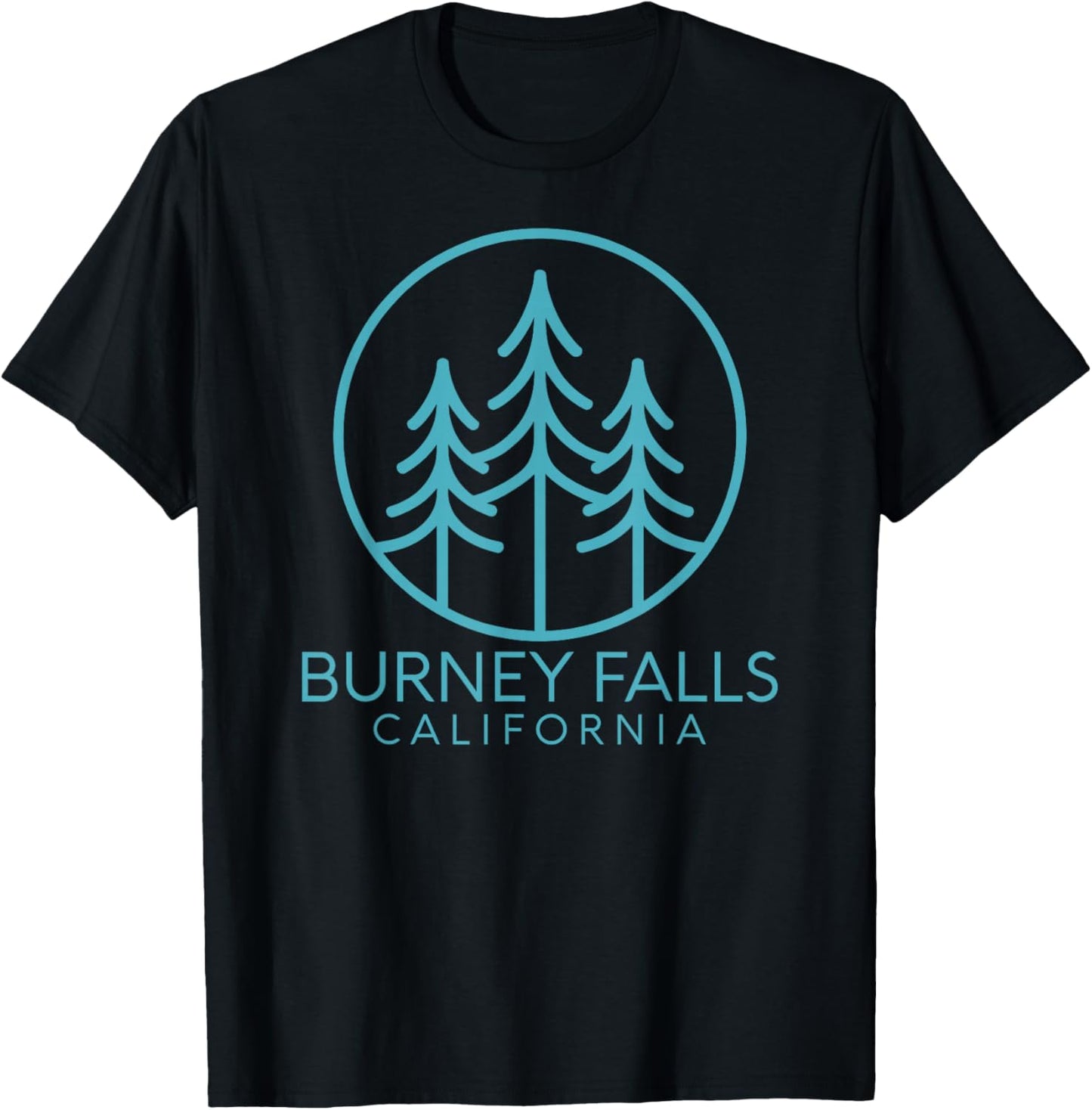 Burney Falls California USA Flag Vintage Cali Tree Shasta Ca T-Shirt - T-Shirt | Black