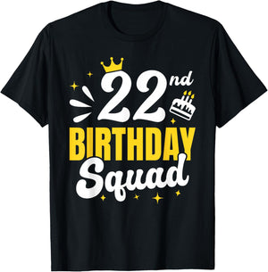 22nd Birthday Squad, Matching Group 22 Birthday Party Cake T-Shirt - T-Shirt | Black