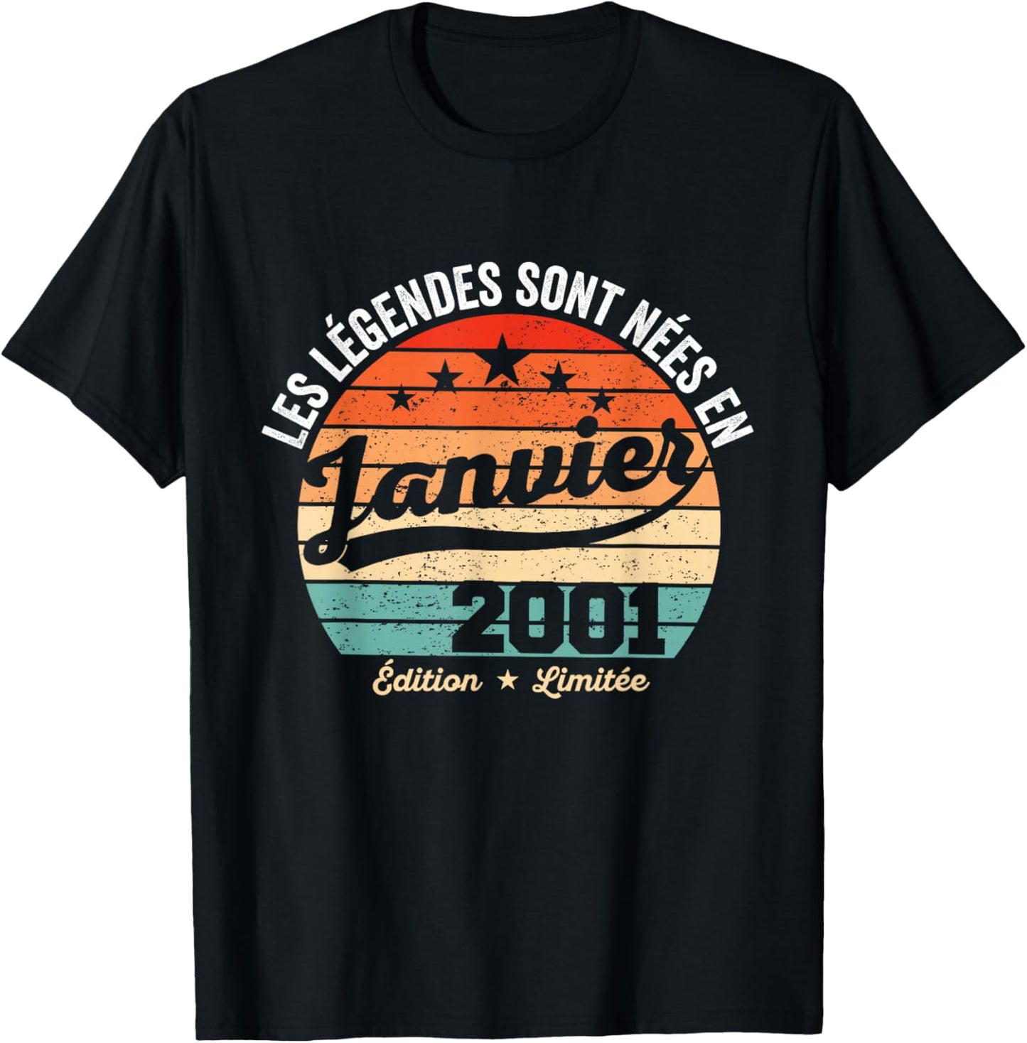 Legends Are Born in January 2001 25th Anniversary T-Shirt - T-Shirt | Black