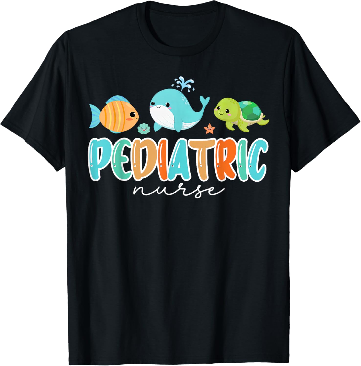 Cute Ocean Sea Summer Pediatric Nurse PEDS RN Pediatrician T-Shirt - T-Shirt | Black