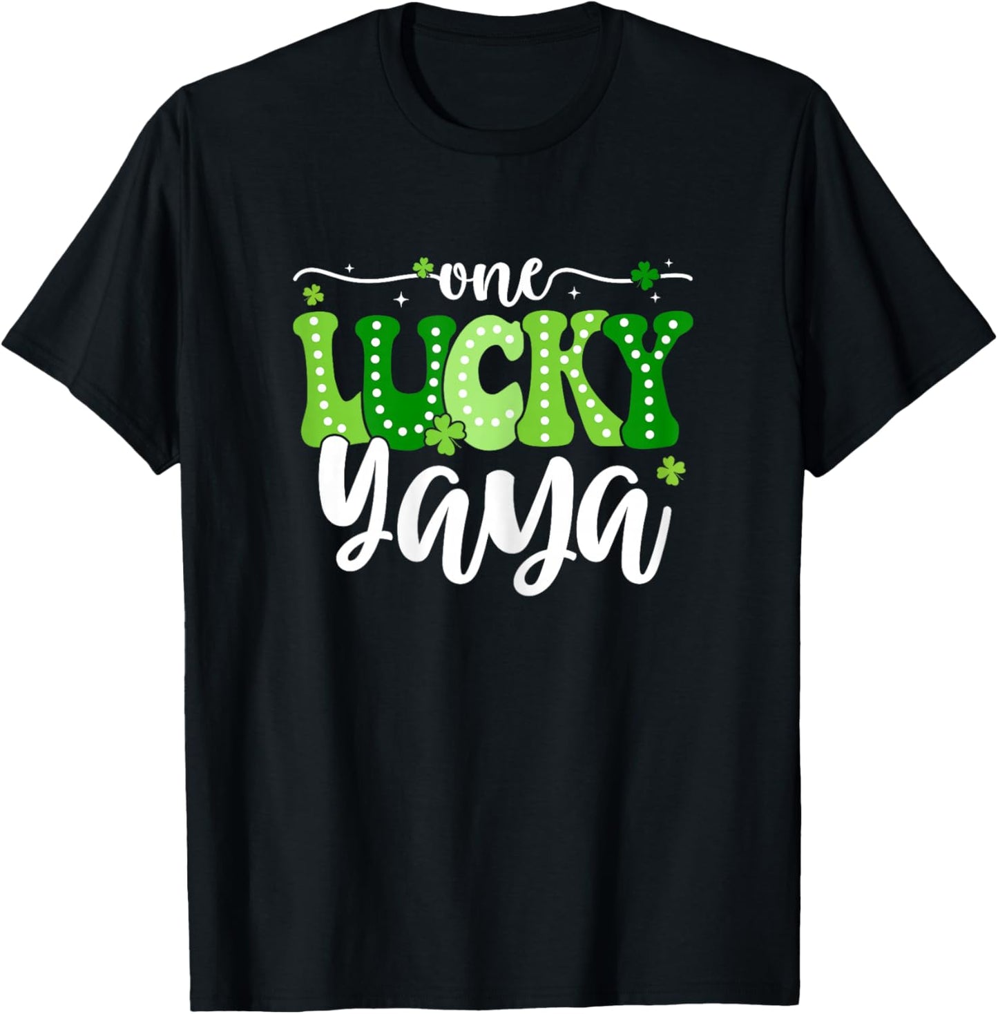 One Lucky Yaya Groovy Retro Yaya St Patrick's Day T-Shirt - T-Shirt | Black
