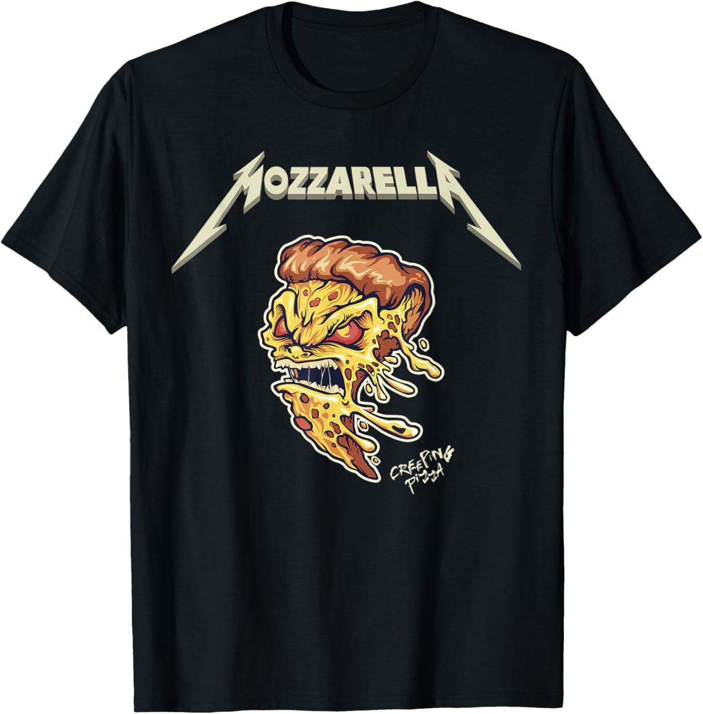 Mozzarella Creeping Pizza Foodie Chef, Baker, Cook, Heavy T-Shirt - T-Shirt | Black