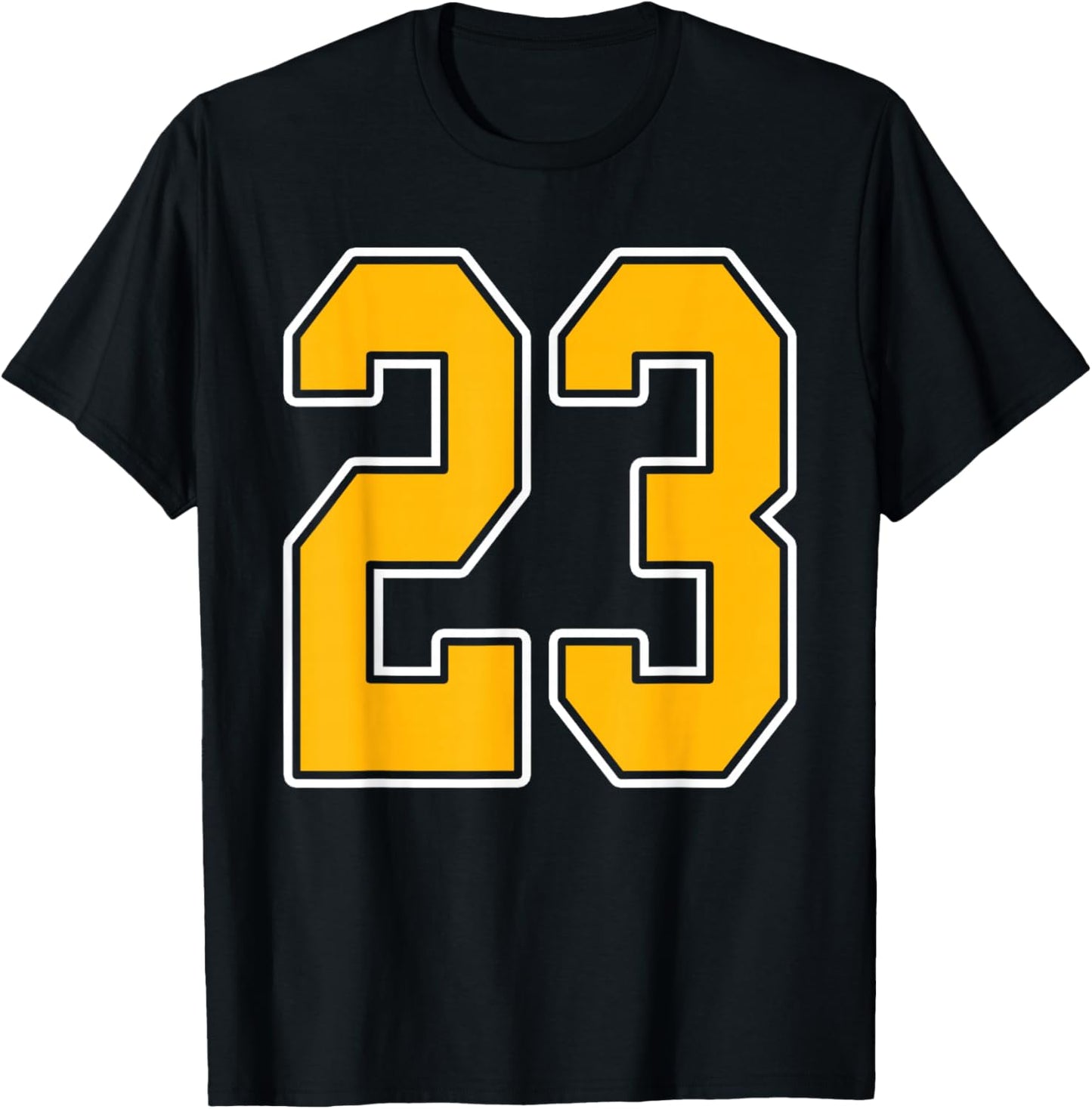 Gold and White Sports Number 23 Jersey Uniform Player T-Shirt - T-Shirt | Black