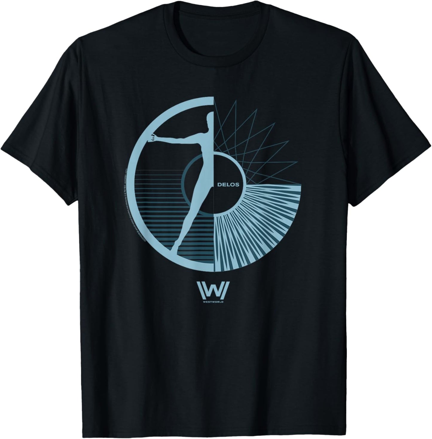 Westworld Delos Inc Round Light Blue Logo Sci Fi TV Show T-Shirt - T-Shirt | Black