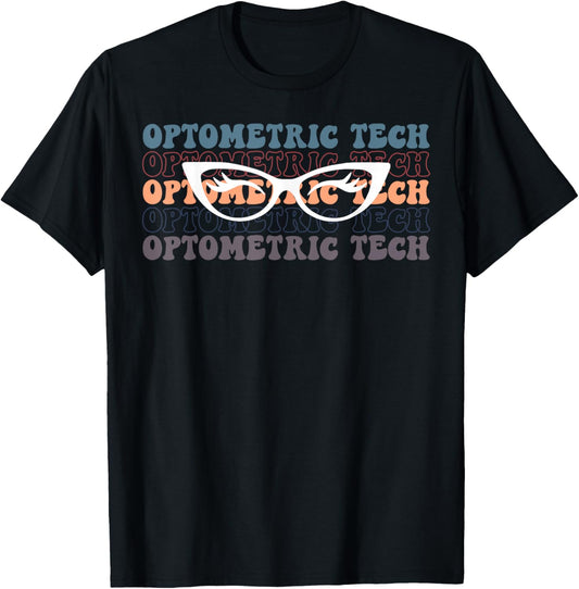 Retro Optometric Tech Eye Optician Ophthalmologist Optometry T-Shirt - T-Shirt | Black