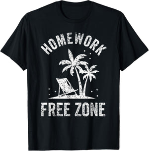 Homework-Free Zone Kids Children Pupils End Of School T-Shirt - T-Shirt | Black