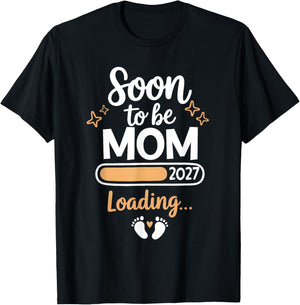 Soon to be Mom Loading 2027 Promoted to Mom 2027 Family T-Shirt - T-Shirt | Black